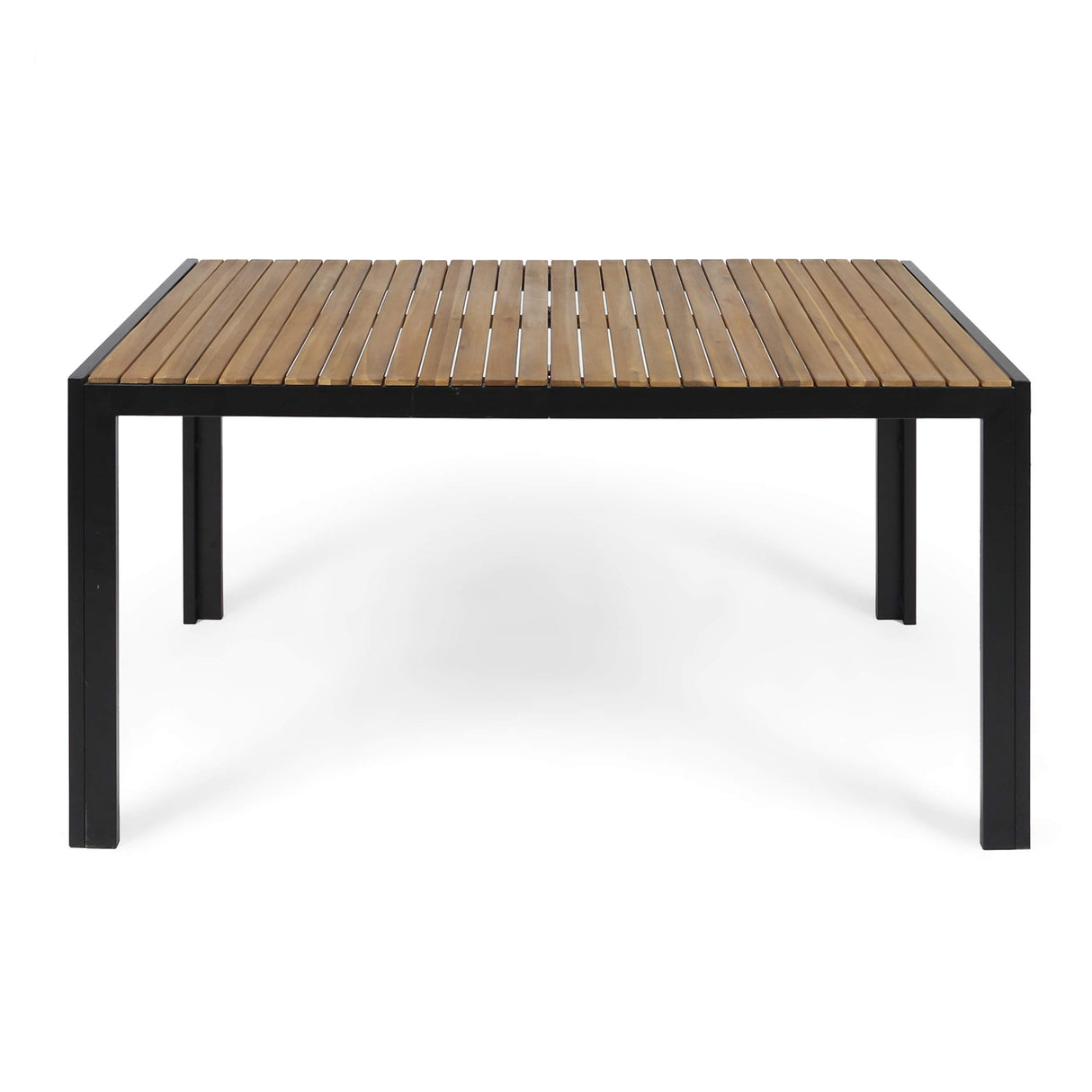 Modern Outdoor Dining Table - Teak Finish with Black Accents