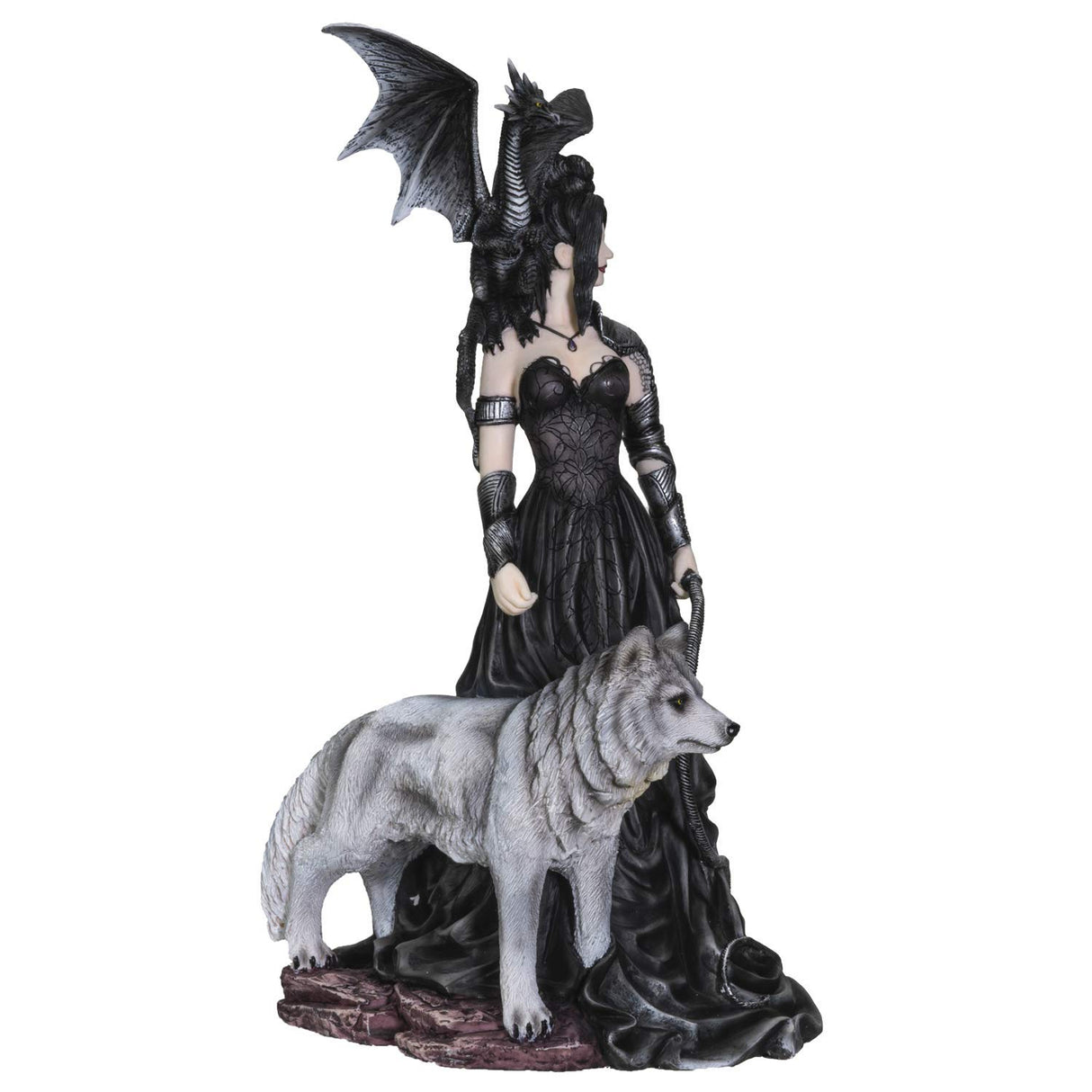 Nene Thomas Collection Bella Maestra with Wolf and Winged Dragon Resin Figurine Statue