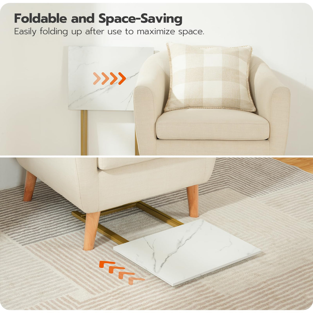 Folding TV Tray Tables, Set of 4 TV Trays with Storage Rack, Industrial Side Table for Eating at Couch,