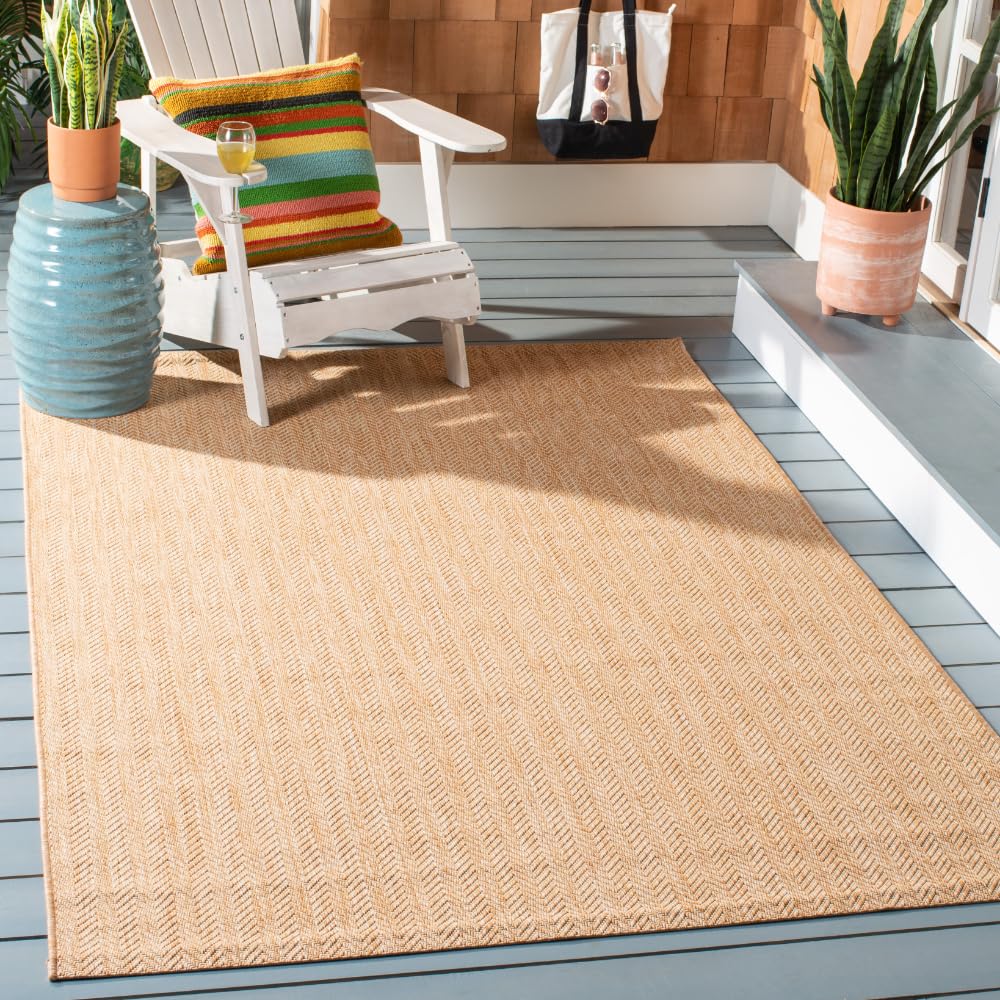 Courtyard Collection Area Rug - 6'7" x 9'6", Natural & Cream