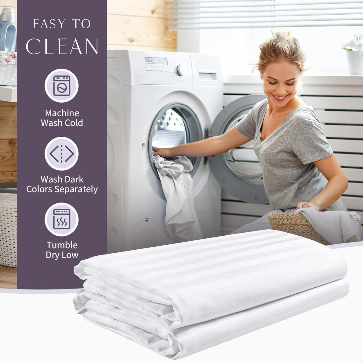 FAUNNA Zippered Pillow Protectors Cover Soft Comfortable Sateen 100% Long Staple Cotton Quiet and Breathable Bed Pillowcase King Size 4 Pack(20x36)