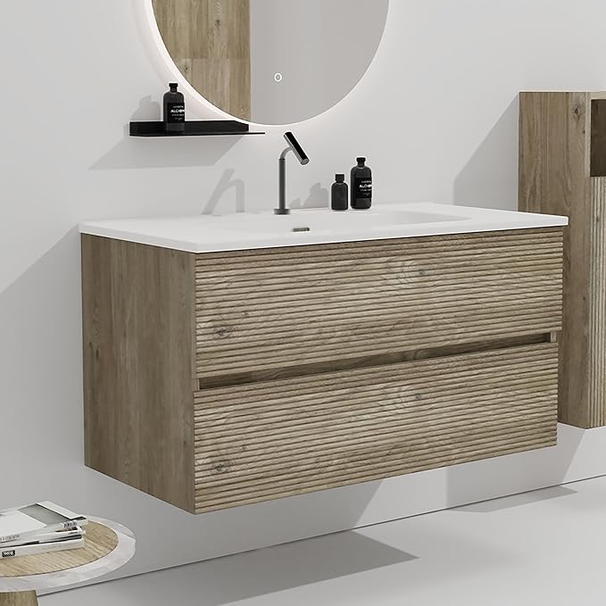 36" Bathroom Vanity with Sink, Wall Mounted Bathroom Vanity Cabinet