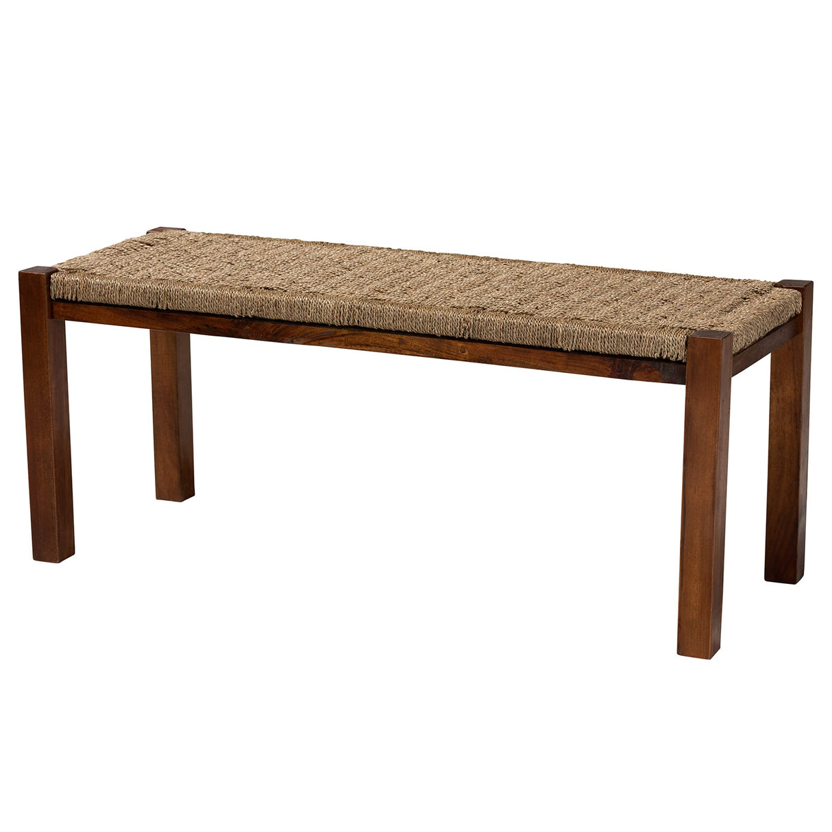 Hermes Woven Seagrass Accent Bench, One Size, Walnut Brown