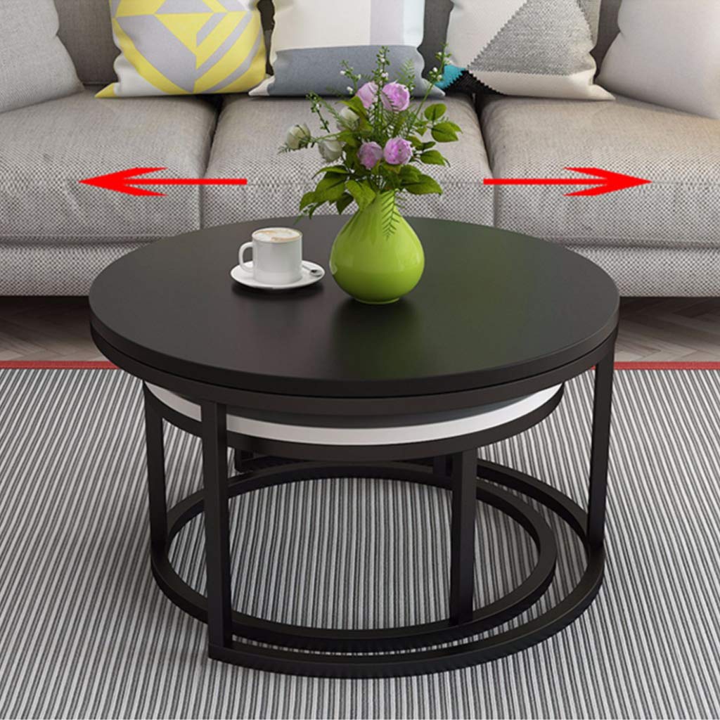 Set of 2 Modern Nest of Tables Nesting Coffee Table Round Sofa Side End Table
