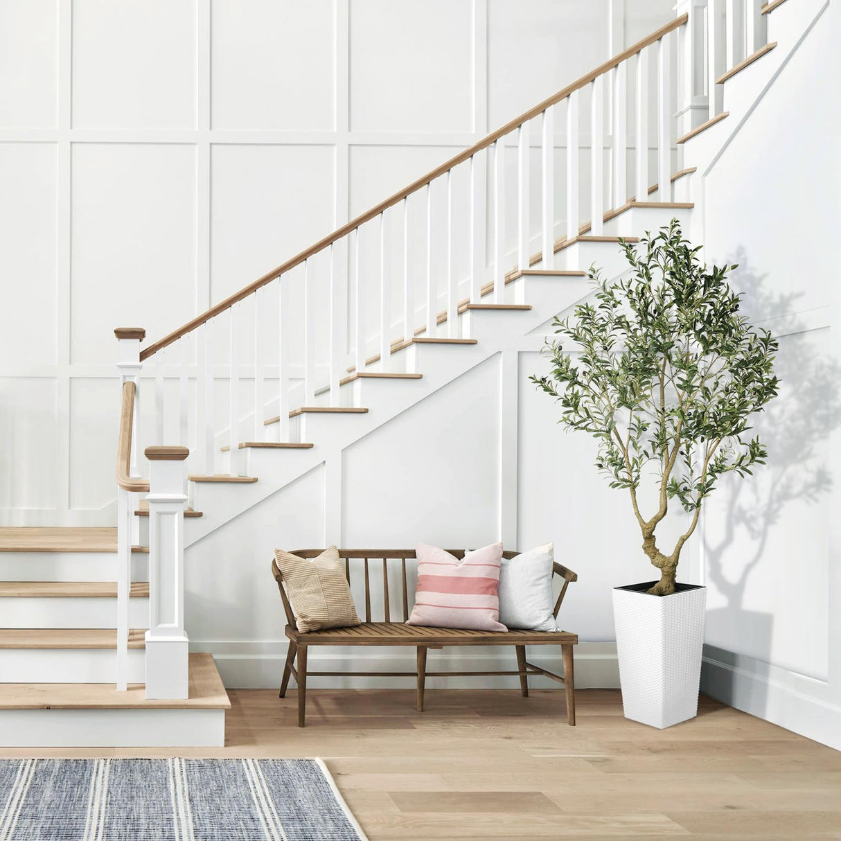 Olive Tree 7 Feet - Olive Trees Artificial Indoor with White Tall and Large Planter