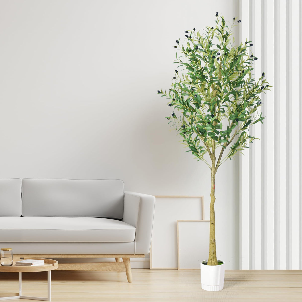 6ft Olive Tree, Olive Plant Artificial Indoor with 1296 Dense Leaves & 72 High-Simulated