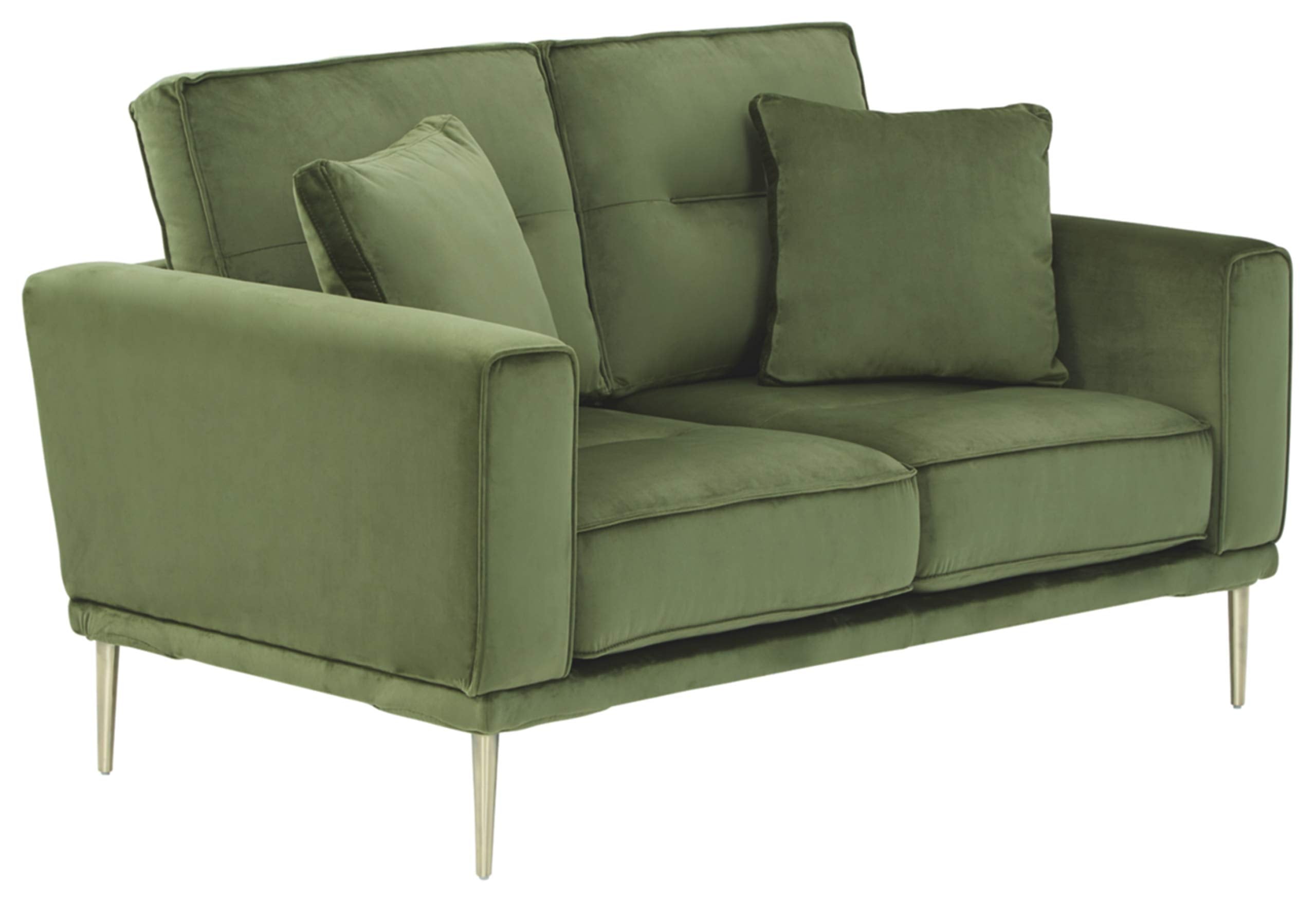 Macleary Modern Velvet Glam Loveseat with Brass Metal Legs