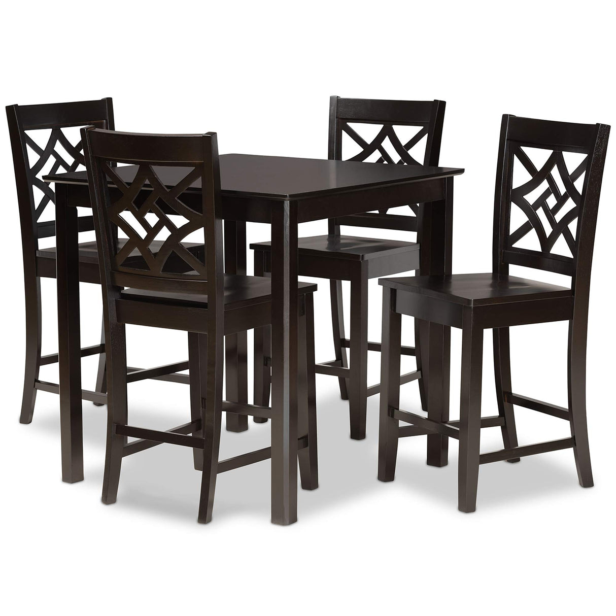 Set - Dark Brown Finished Wood 5-Piece Pub Set