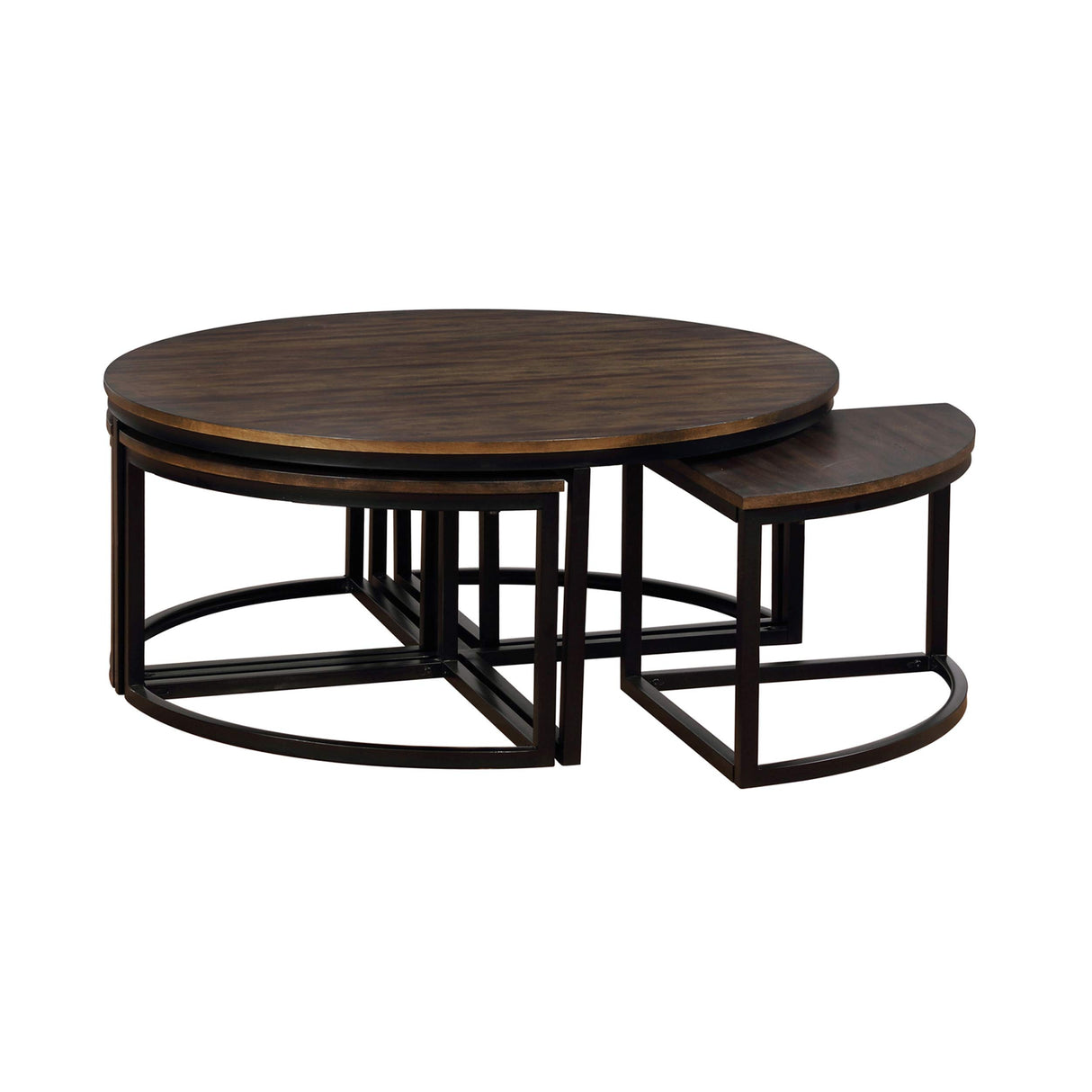 Arcadia Acacia Wood 42-Inch Round Coffee Table with Nesting Tables