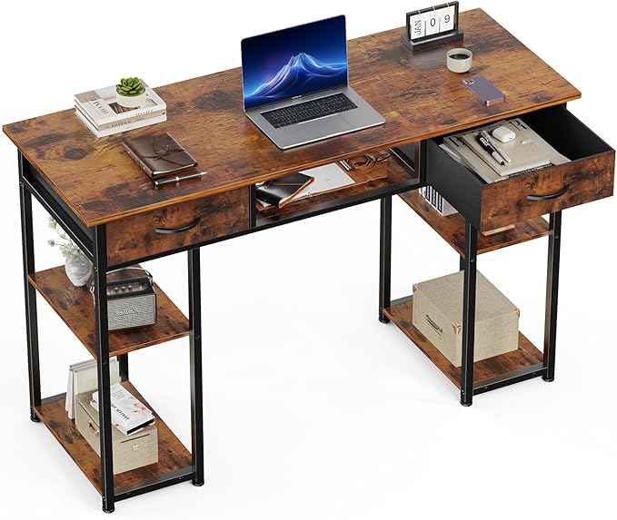 Computer Desk with Drawers Study Writing Table with Storage Bag Headphone