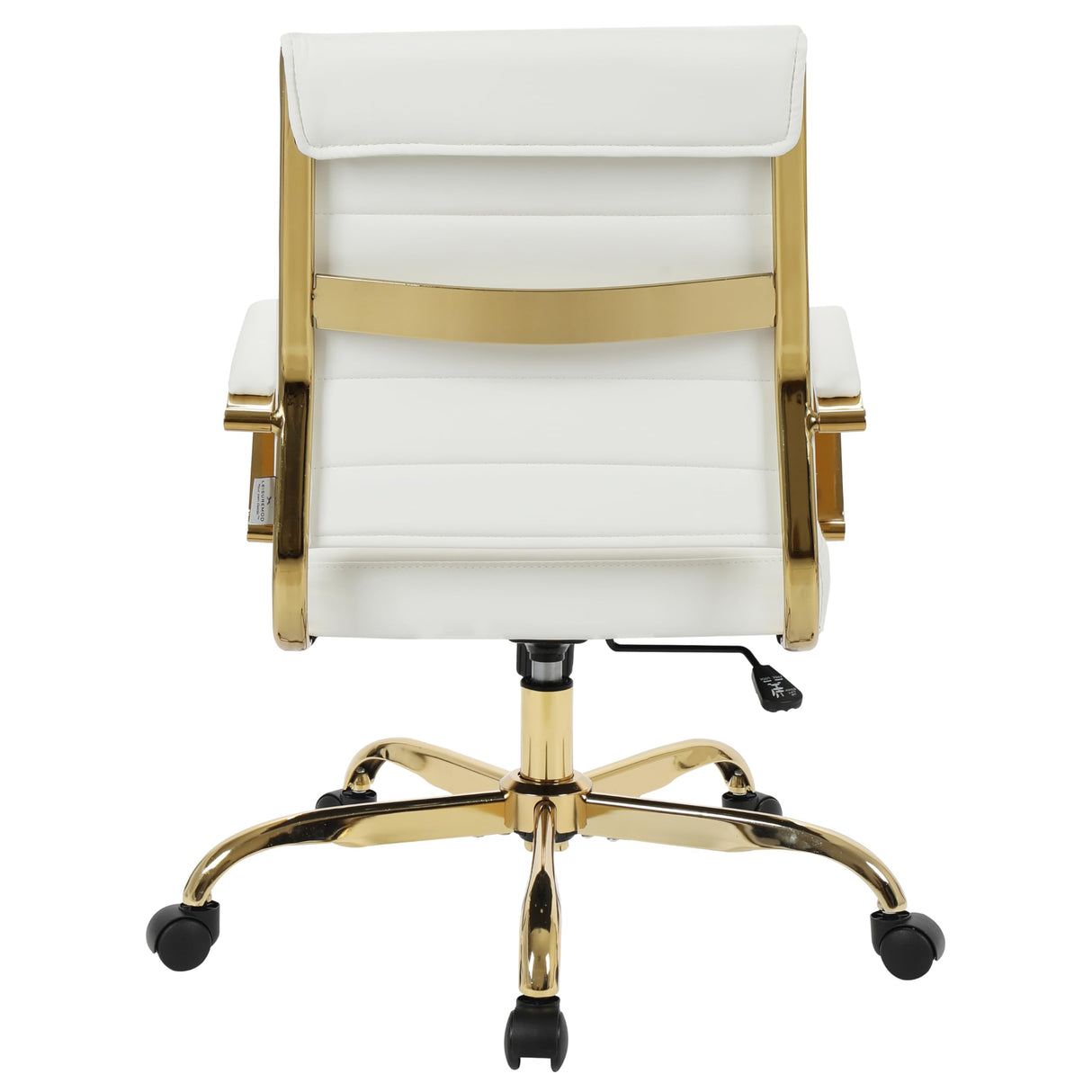 Mid-Back Ergonomic Office Chair - White Leather with Lumbar Support