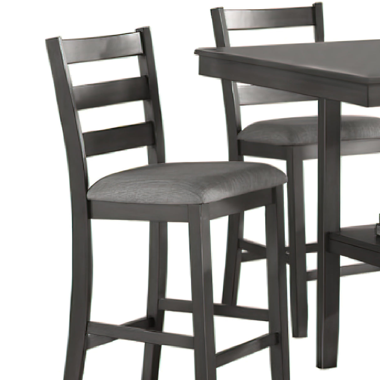 Height Dining Set, Table and 4 Chairs, Padded Seats, Gray