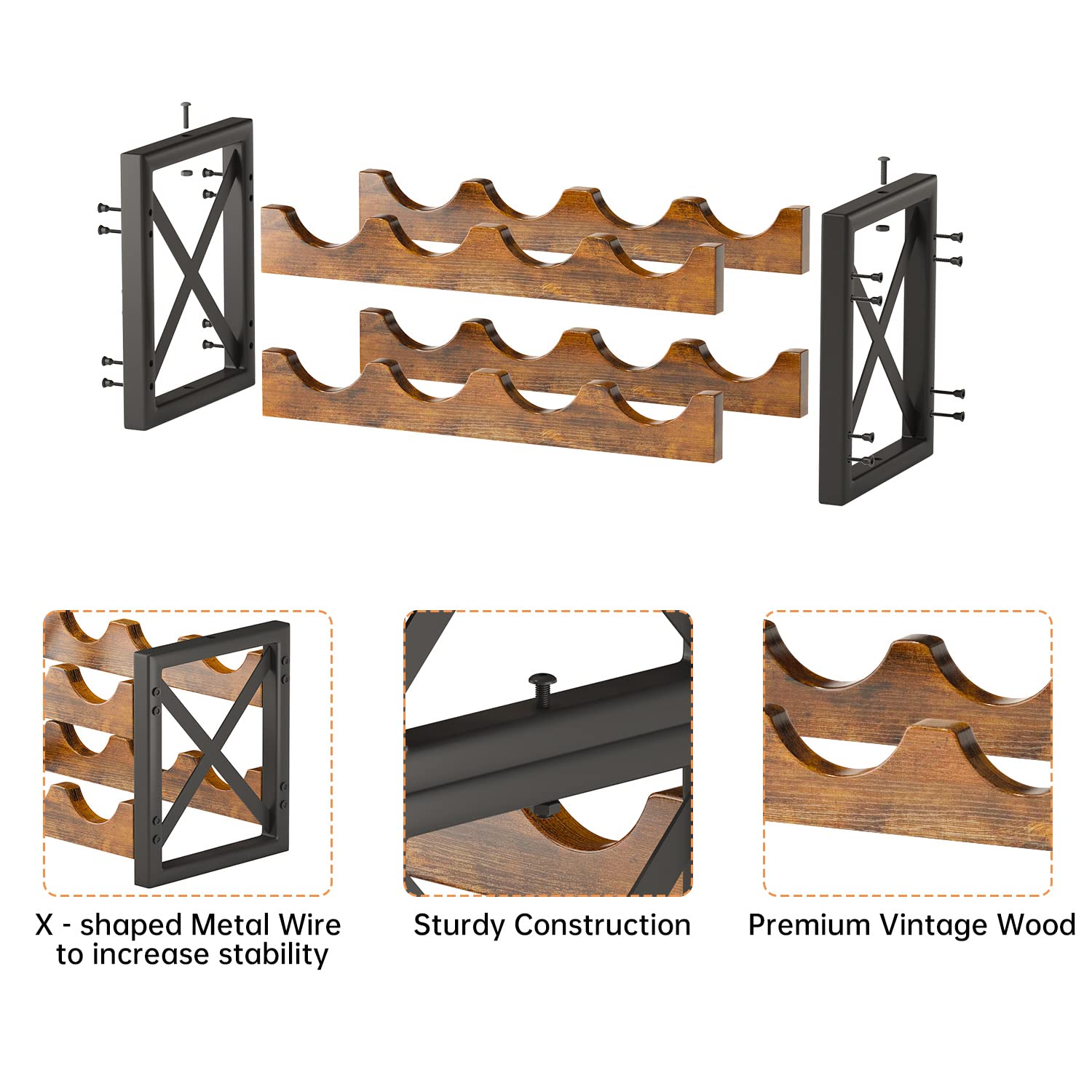2-in-1 Wine Rack Countertop, Small Wine Rack Organizer Holder