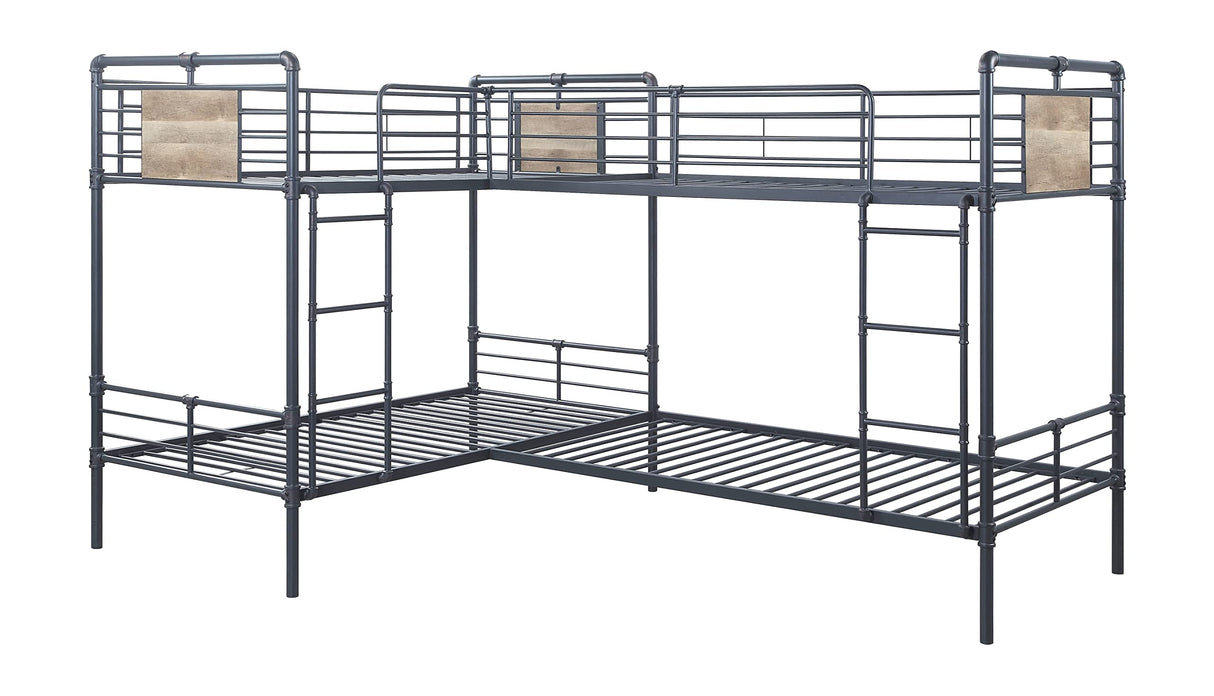 Cordelia Twin Over Twin Metal Bunk Bed in Sandy Black