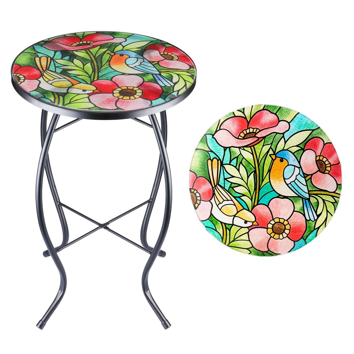 Patio Side Table Outdoor Accent Table Bistro Coffee Table Plant End Table Small Porch Table