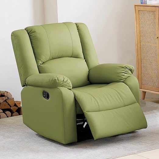 CloudNest Bonded Leather Recliner Chair – Plush Cushion, Pull Ring Recline