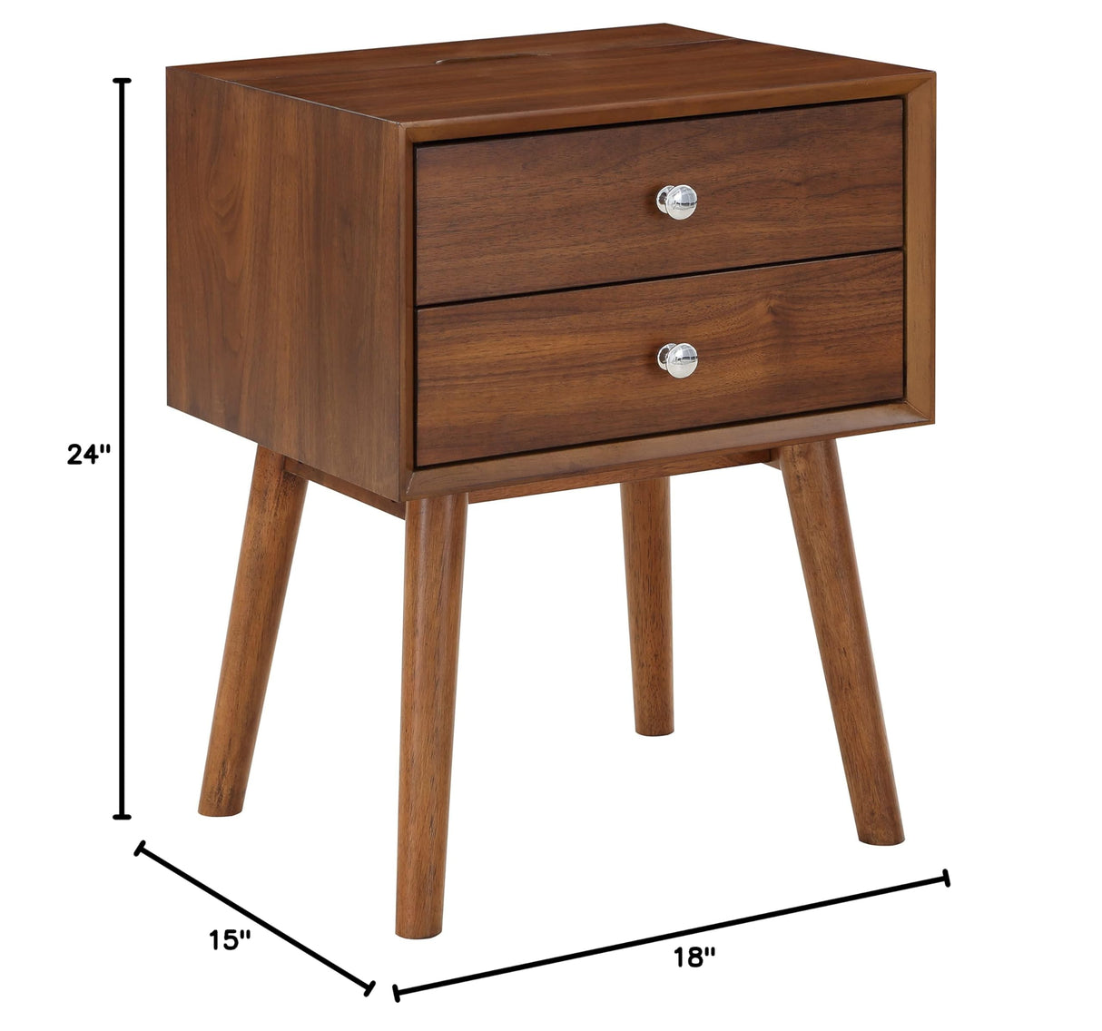 838Walnut Teddy Collection Modern | Contemporary Wooden Nightstand
