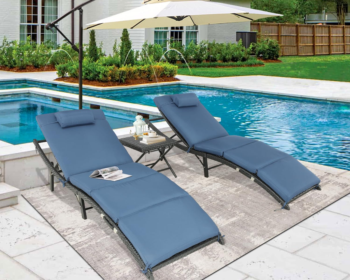 Outdoor Wicker Lounge Chairs Set Recliners Lounge Chairs