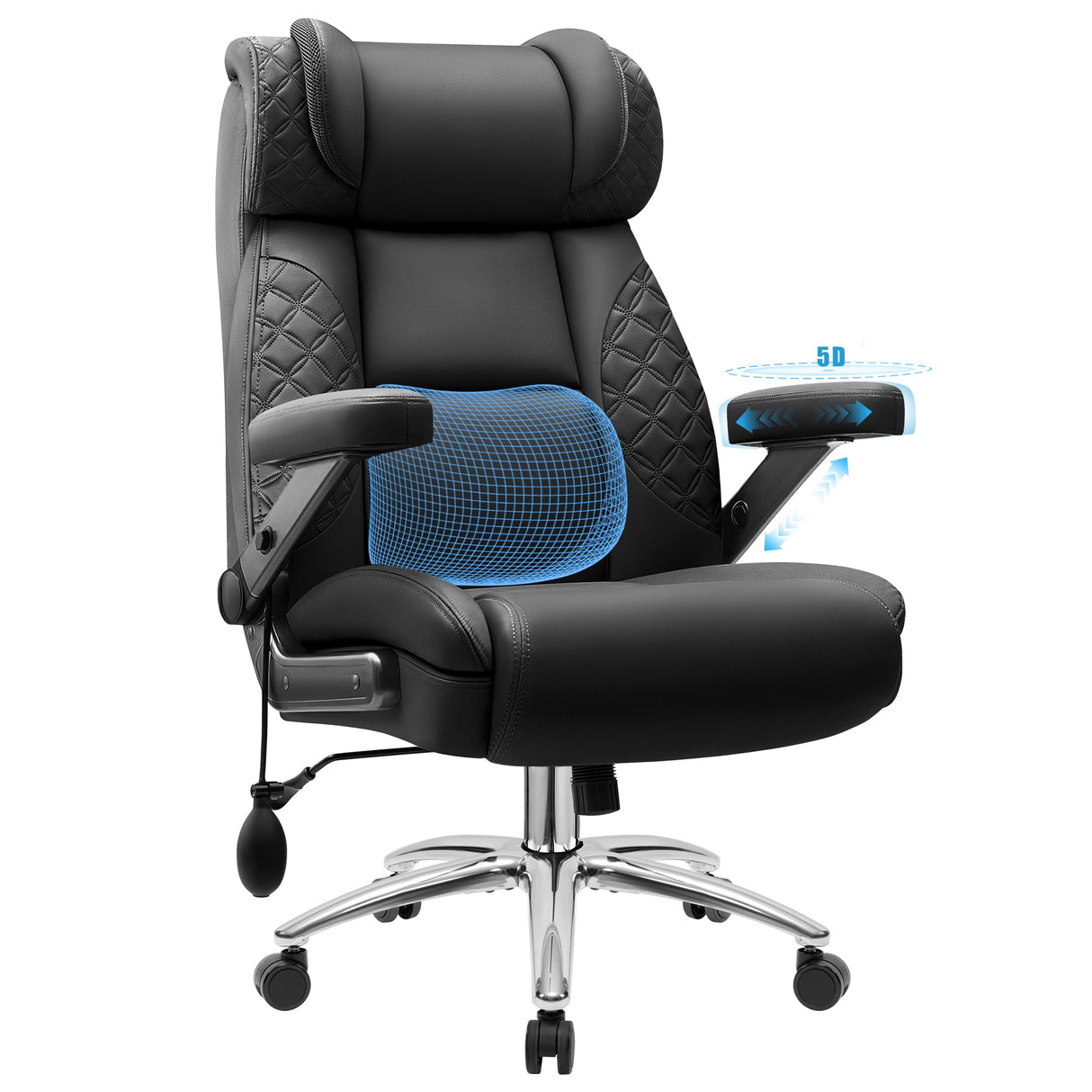 500LBS Big and Tall Office Chair with Adjustable Lumbar Support