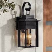 Bransford Rustic Farmhouse Outdoor Wall Light Fixture Black 4-Light 21 1/2" Clear Glass
