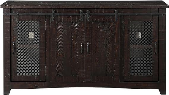 70" TV Stand, Antique Black & Aged Distressed Pine