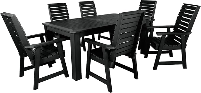 Weatherly 7pc Rectangular Dining Set 72" x 42", Black