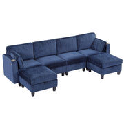 110" U-Shaped Modular Sectional Sofa, Convertible Sleeper Sofa Couch Bed