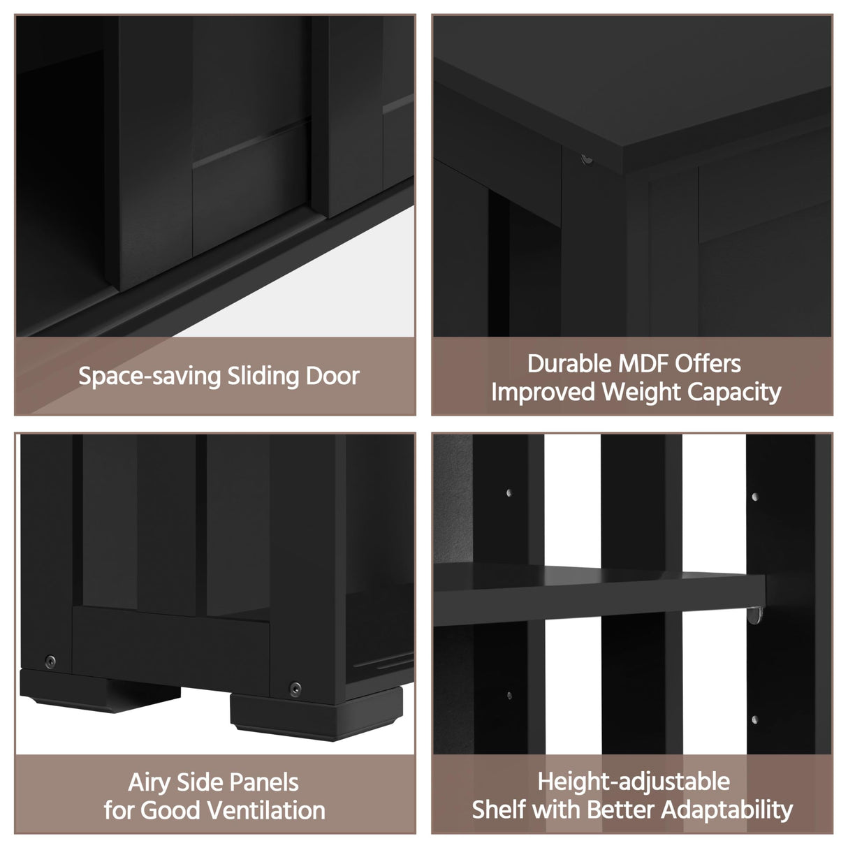 TV Stand, Wooden Storage Console Table with Sliding Door and Adjustable Shelf