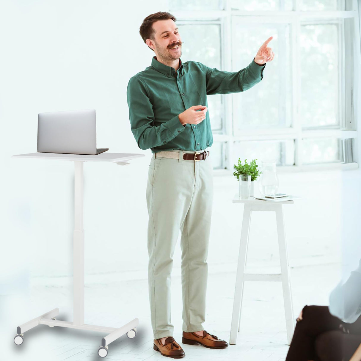 Mobile Laptop Standing Desk- Overbed Table, Adjustable Height Desk Stand Up Desk