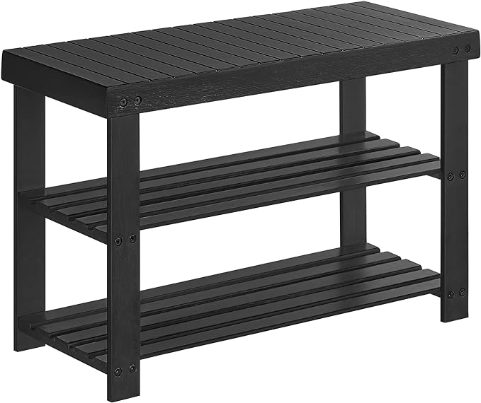 Shoe Rack Bench, 3-Tier Bamboo Shoe Storage Organizer