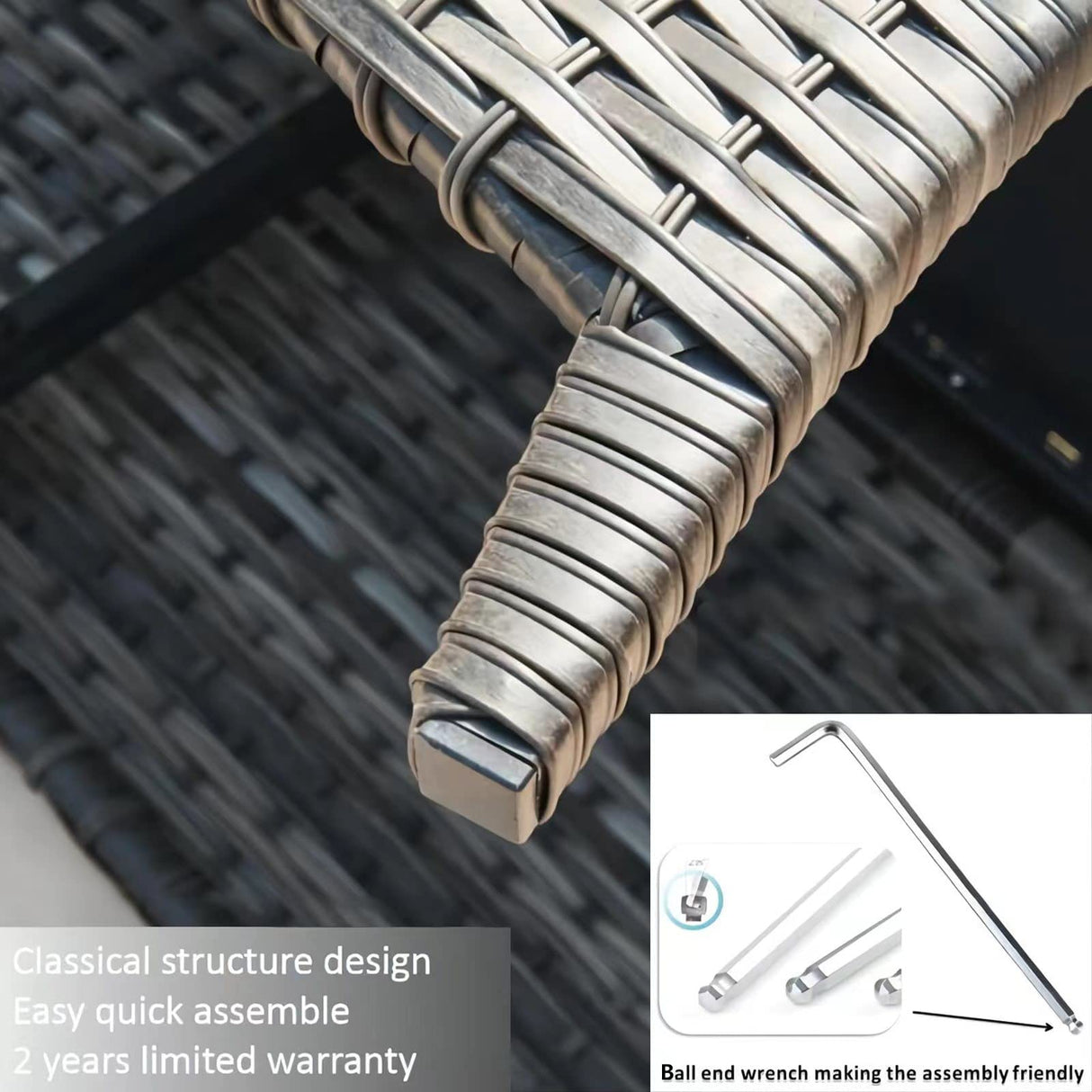 HUMMUH Outdoor Ottomans for Patio Set of 2 PE Wicker Steel Frame Outdoor Footstool for Patio, Backyard, Additional Seating, Side Tables with Removable Weather-Resistant Cushions