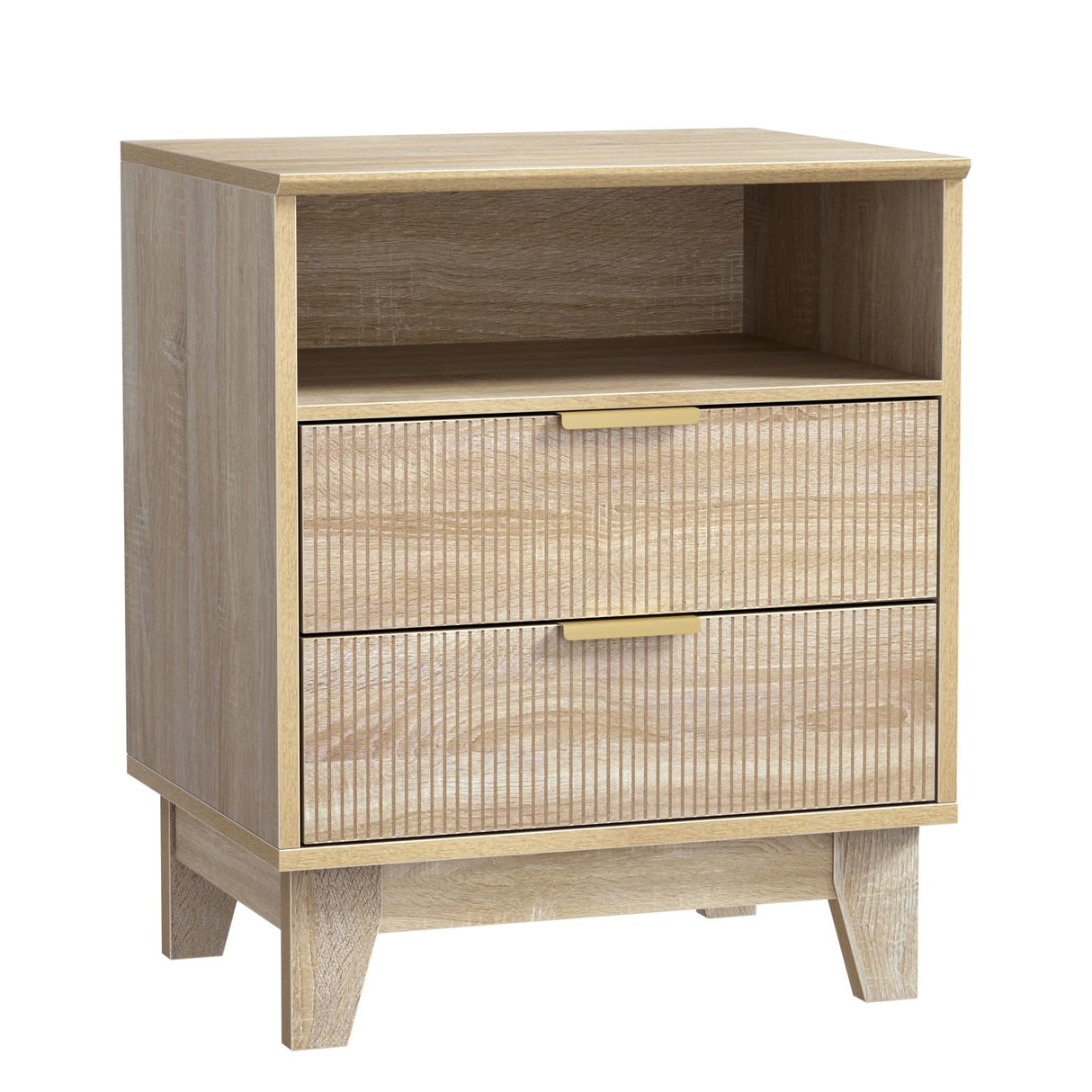 Fluted Nightstand with 2 Drawers
