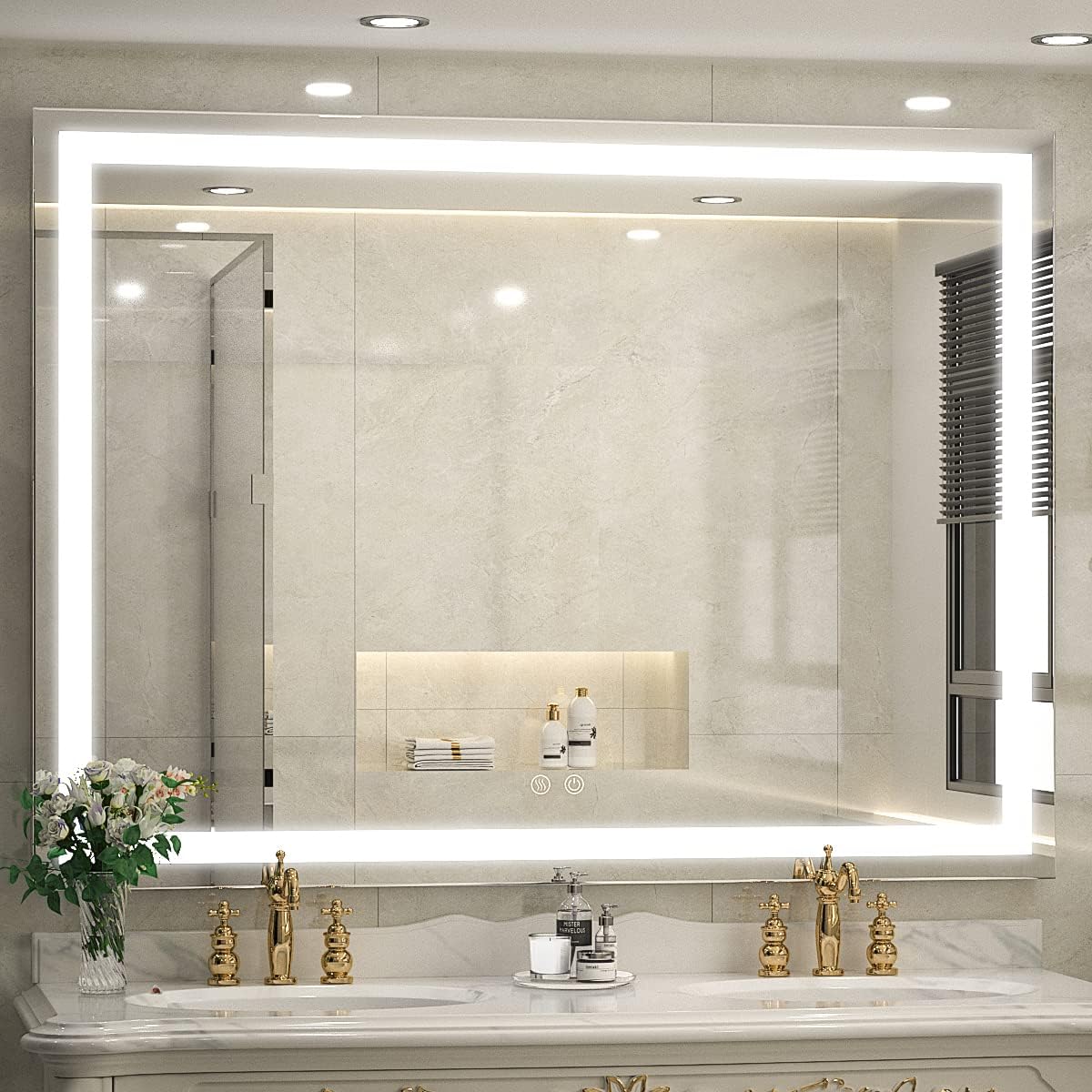 LED Lighted Bathroom Mirror for Vanity, Anti-Fog Wall Mounted Mirror