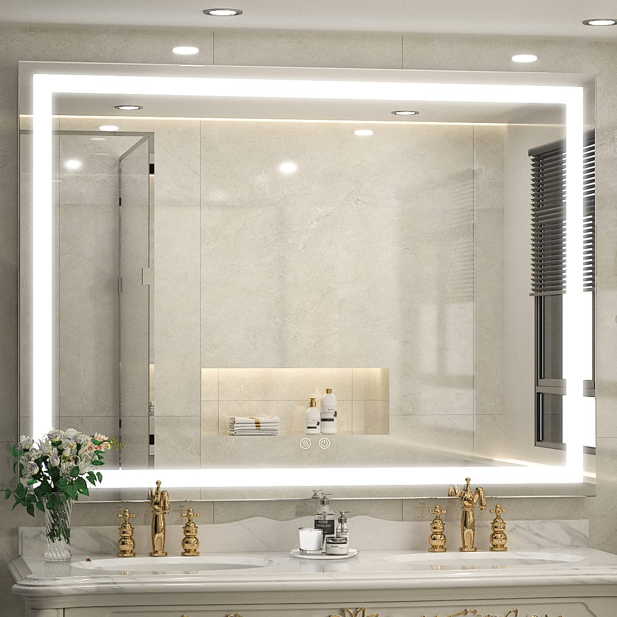 LED Lighted Bathroom Mirror for Vanity, Anti-Fog Wall Mounted Mirror