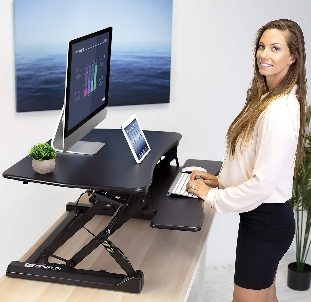 Standing Desk Converter with Keyboard Tray | 35" Adjustable Sit-to-Stand Desktop