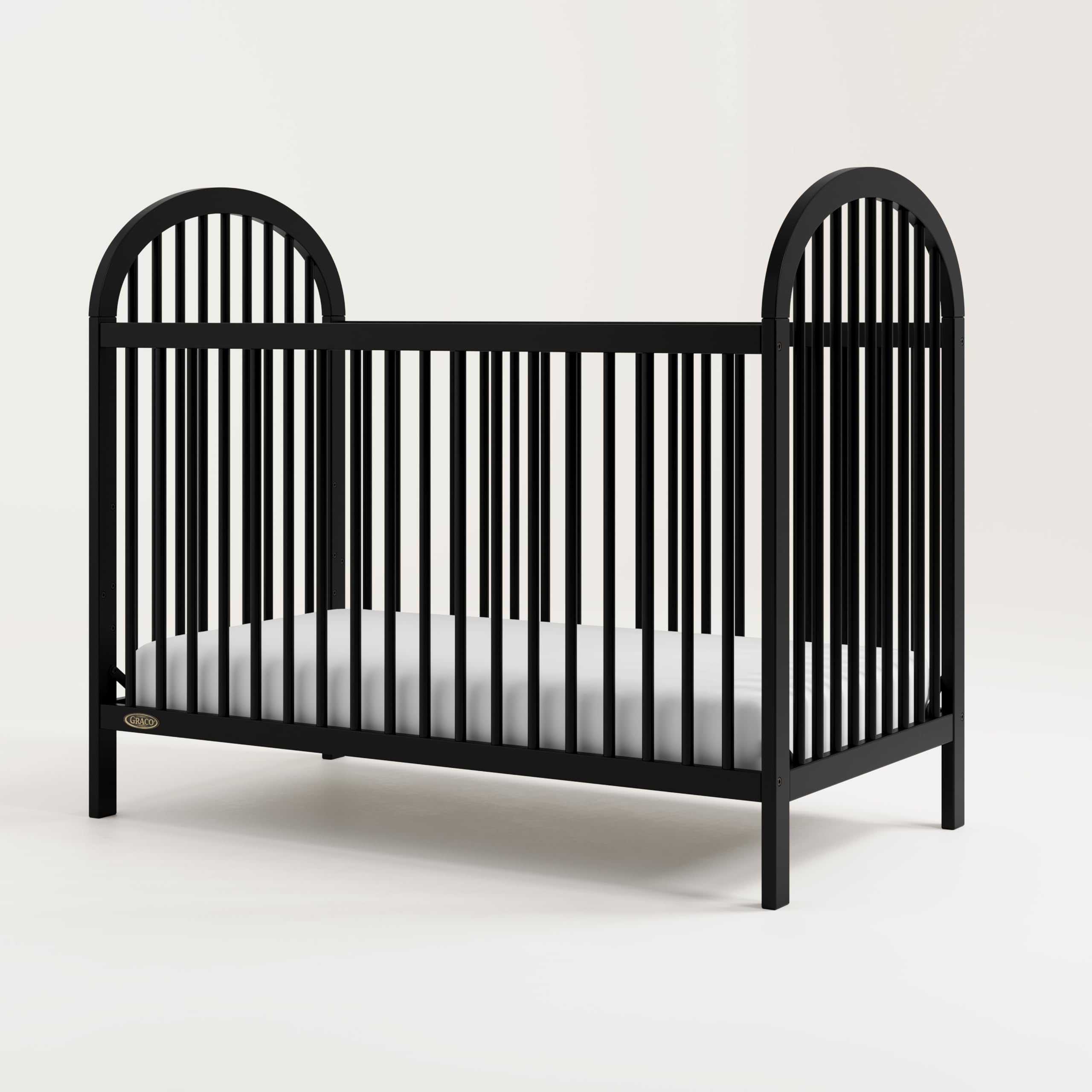 3-in-1 Convertible Crib (Black) – GREENGUARD Gold Certified, Converts to Daybed and Toddler Bed, Fits Standard Full-Size Crib Mattress, Adjustable Mattress Height, Easy-to-Match Style