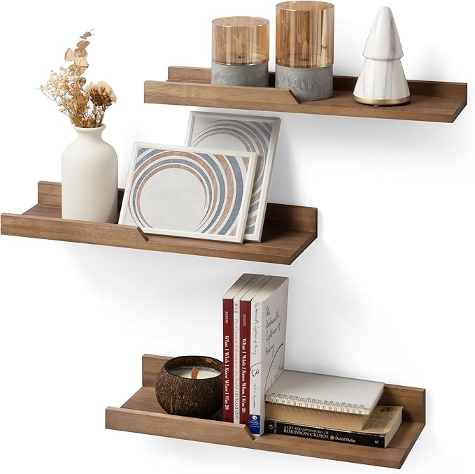 Modern Floating Shelves Set of 3 : Farmhouse Wall Mounted Bedroom