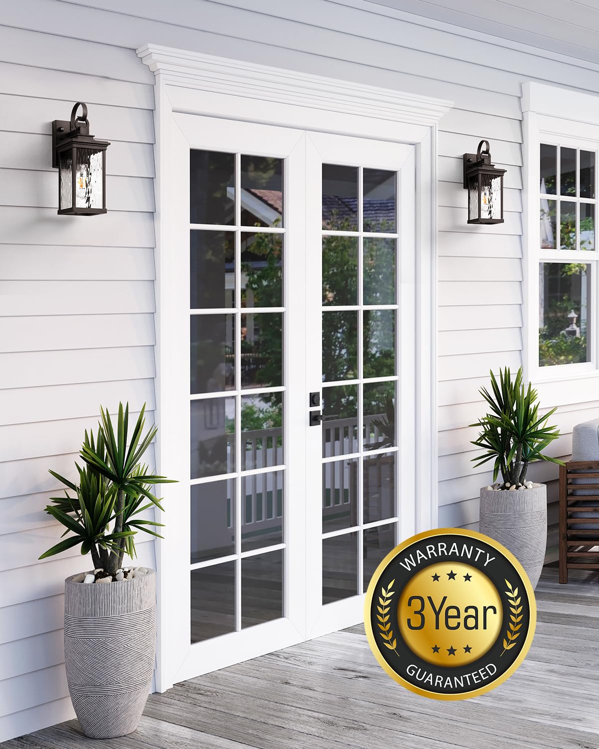 2 Pack Dusk to Dawn Outdoor Wall Sconce, Oil Rubbed Bronze Farmhouse Exterior Lighting