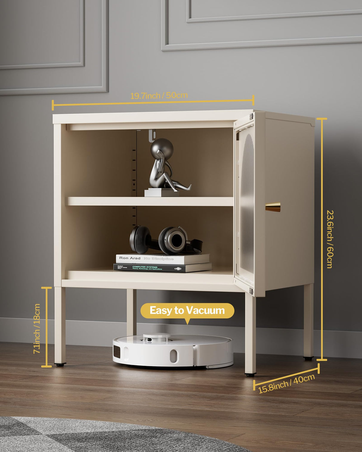 Nightstand Set of 2 - Mid-Century Modern White Night Stands