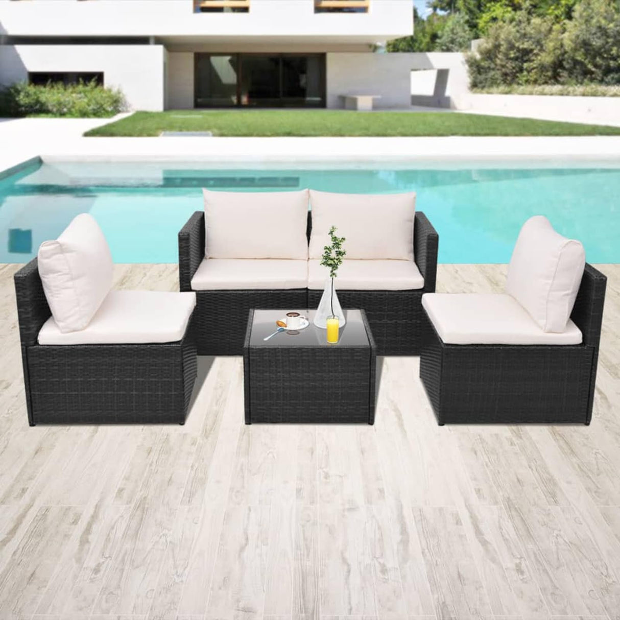 5 Piece Patio Set with Cushions Patio Furniture Sets Outdoor Sectional Furniture