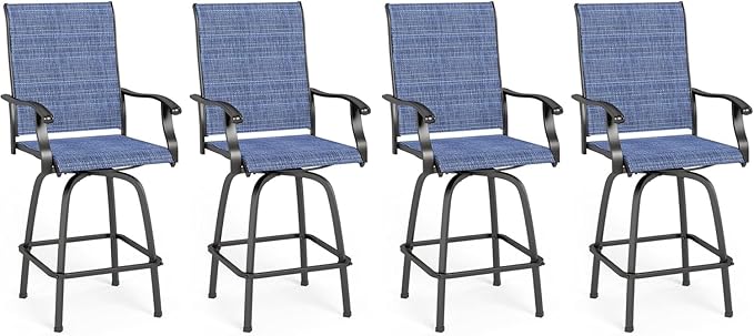 Outdoor Bar Stools Set of 4, Patio Bar Height Sling Chairs