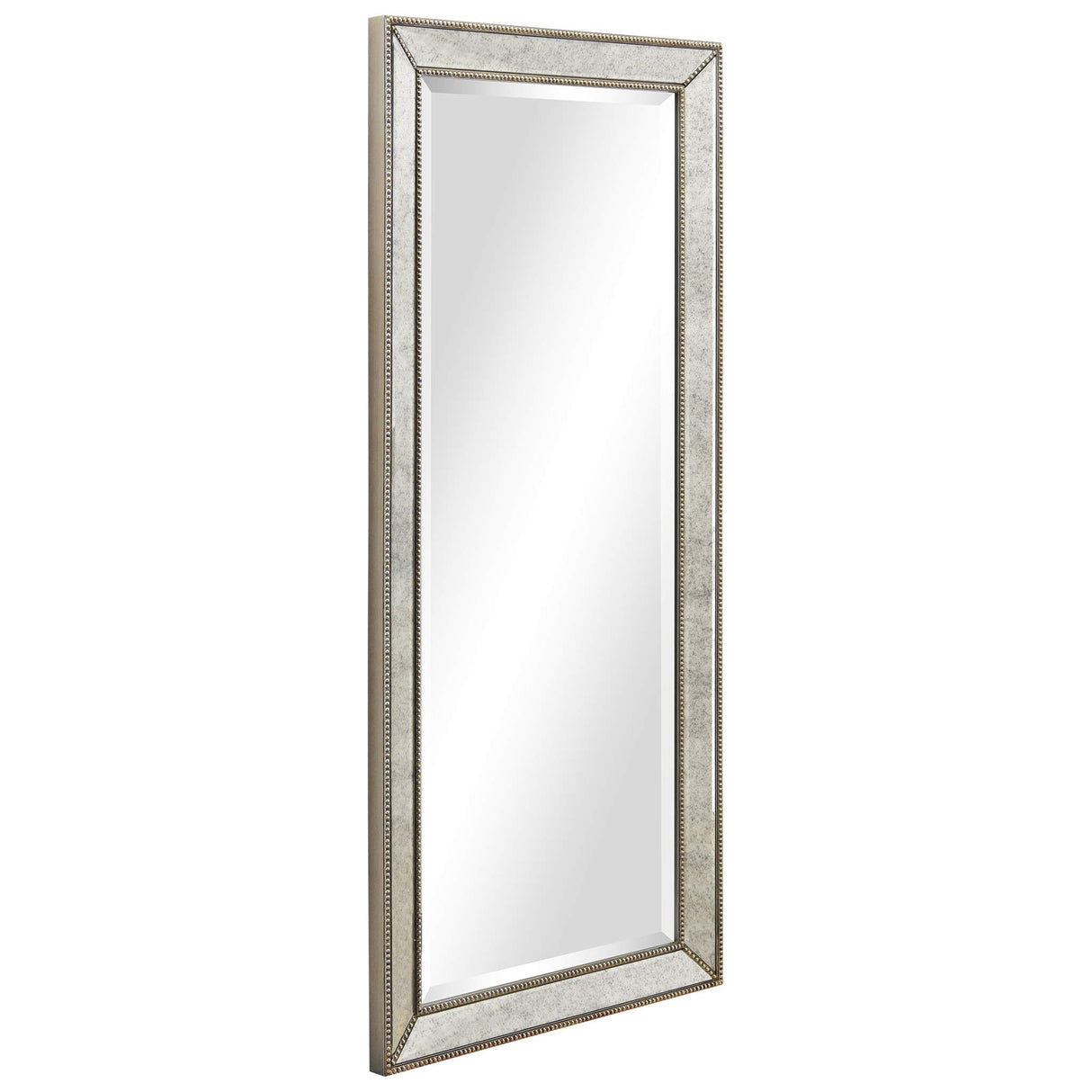 Solid Wood Frame Wall, Beveled Center Antique Mirror for Bathroom
