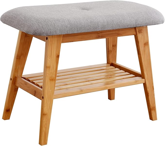 Shoe Rack Bench, Bamboo Entryway Bench