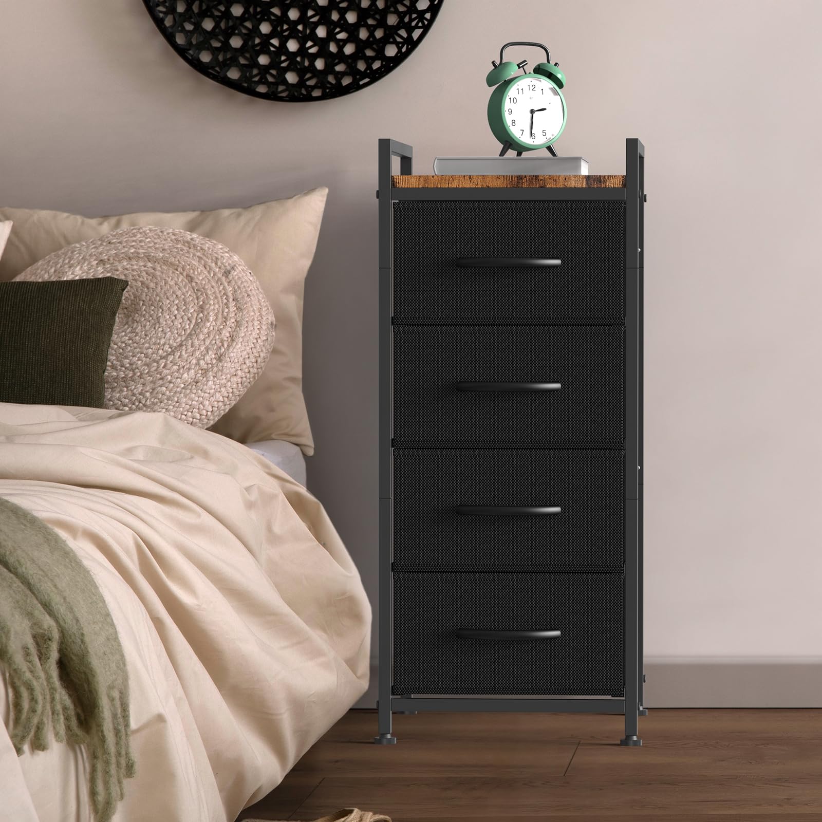 Dresser with 4 Drawers Fabric Storage Dresser Small Chest of Drawers