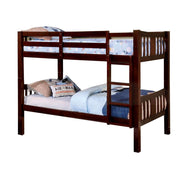 Slatted Twin Bunk Bed with Attached Ladder, Brown