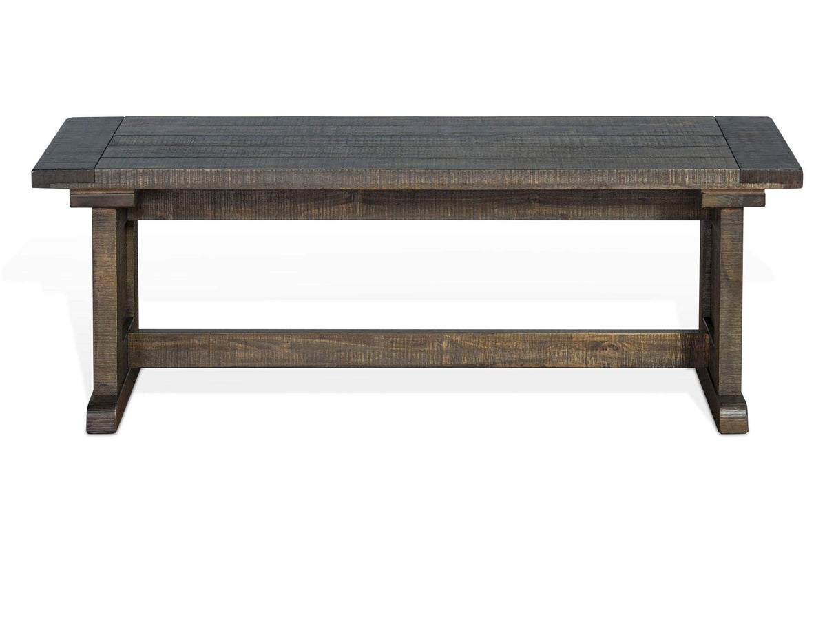 Carriage House Farmhouse Wood Side Bench in Off White Dark Brown (Tobacco Leaf)