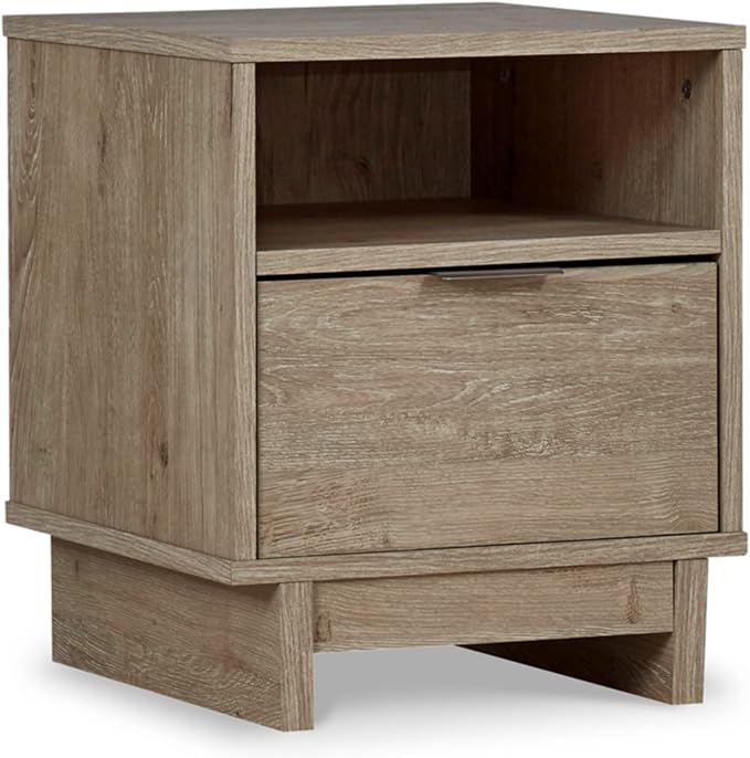 Design by Ashley Oliah Rustic 1 Drawer Night Stand with an Open Cubby, Light Brown