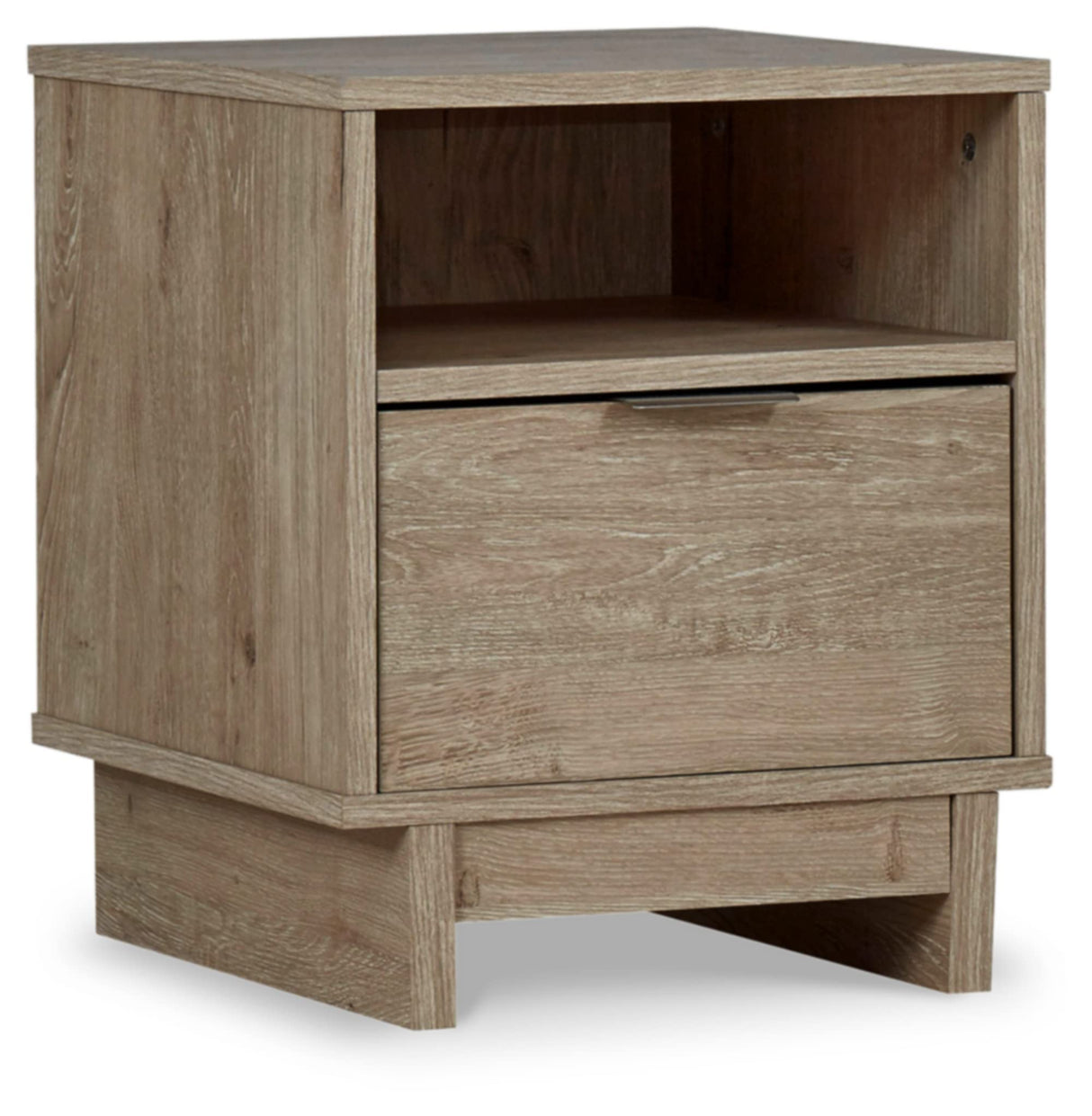 Design by Ashley Oliah Rustic 1 Drawer Night Stand with an Open Cubby, Light Brown