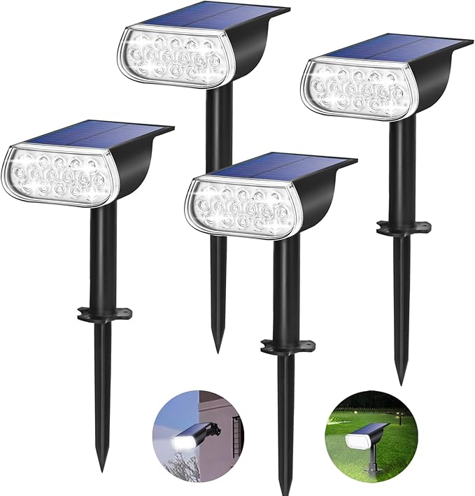 Solar Spot Lights Outdoor IP67 Waterproof Landscape Spotlights Dusk to Dawn for Yard