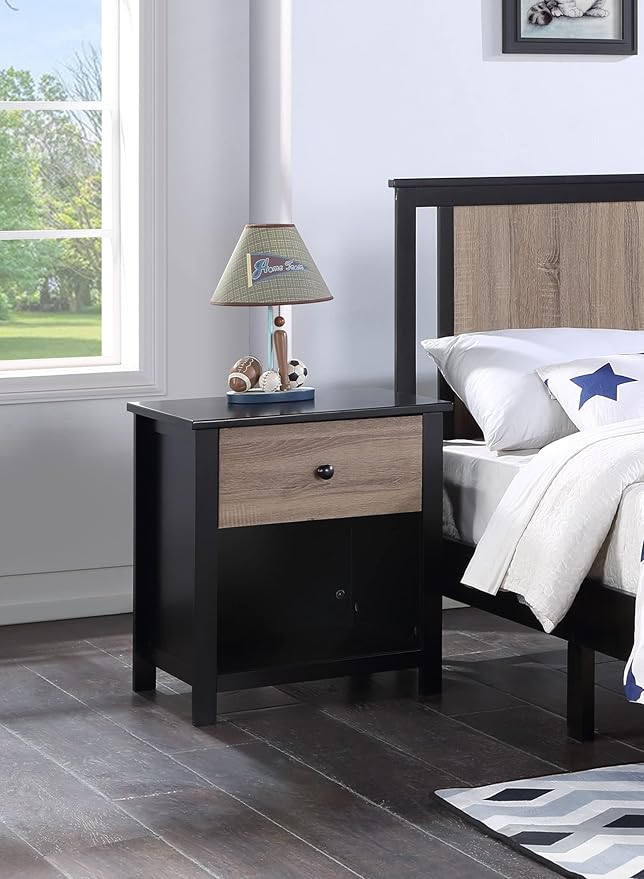Olive & Opie Connelly Nightstand in Midnight Blue and Vintage Walnut